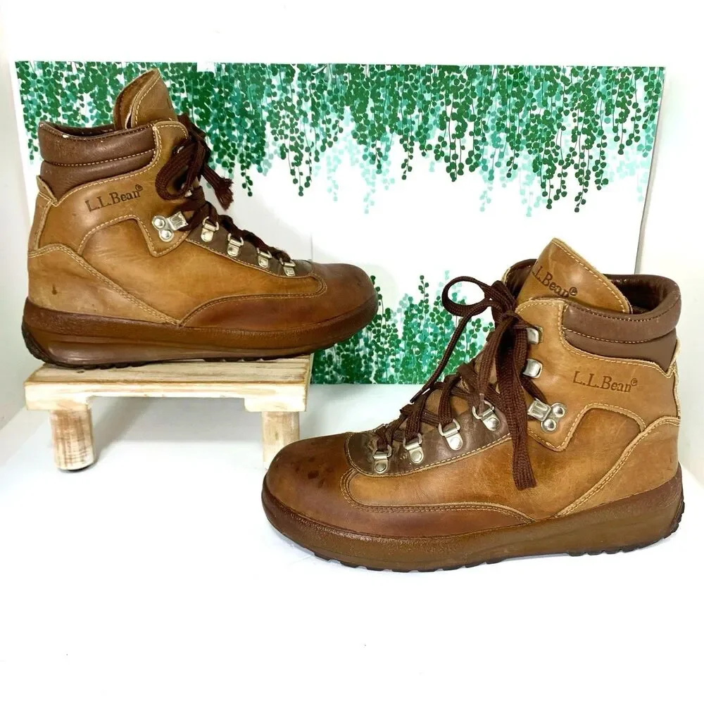 L. L. Bean Vintage Cowhide Leather Hiking Gore-Tex Boots Size 8.5 Mens